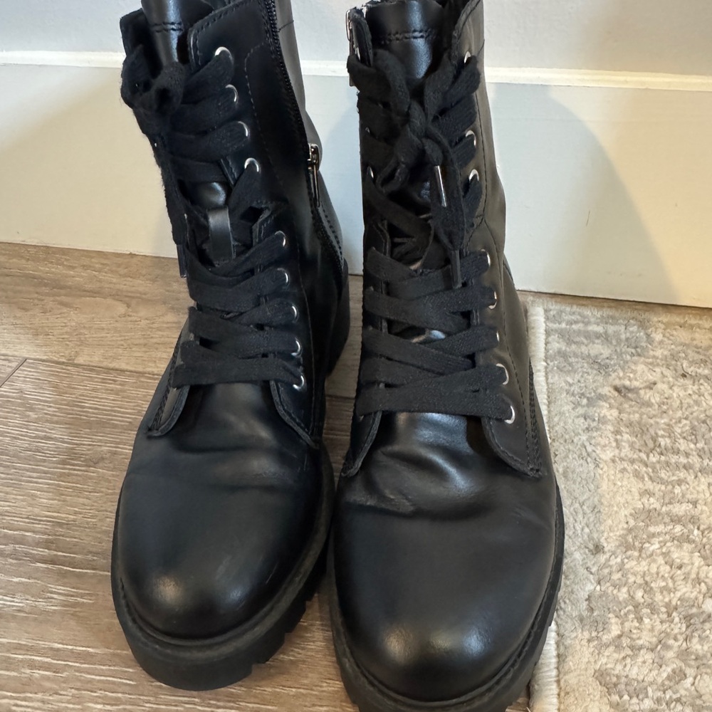 Black Lace-Up Combat Boots